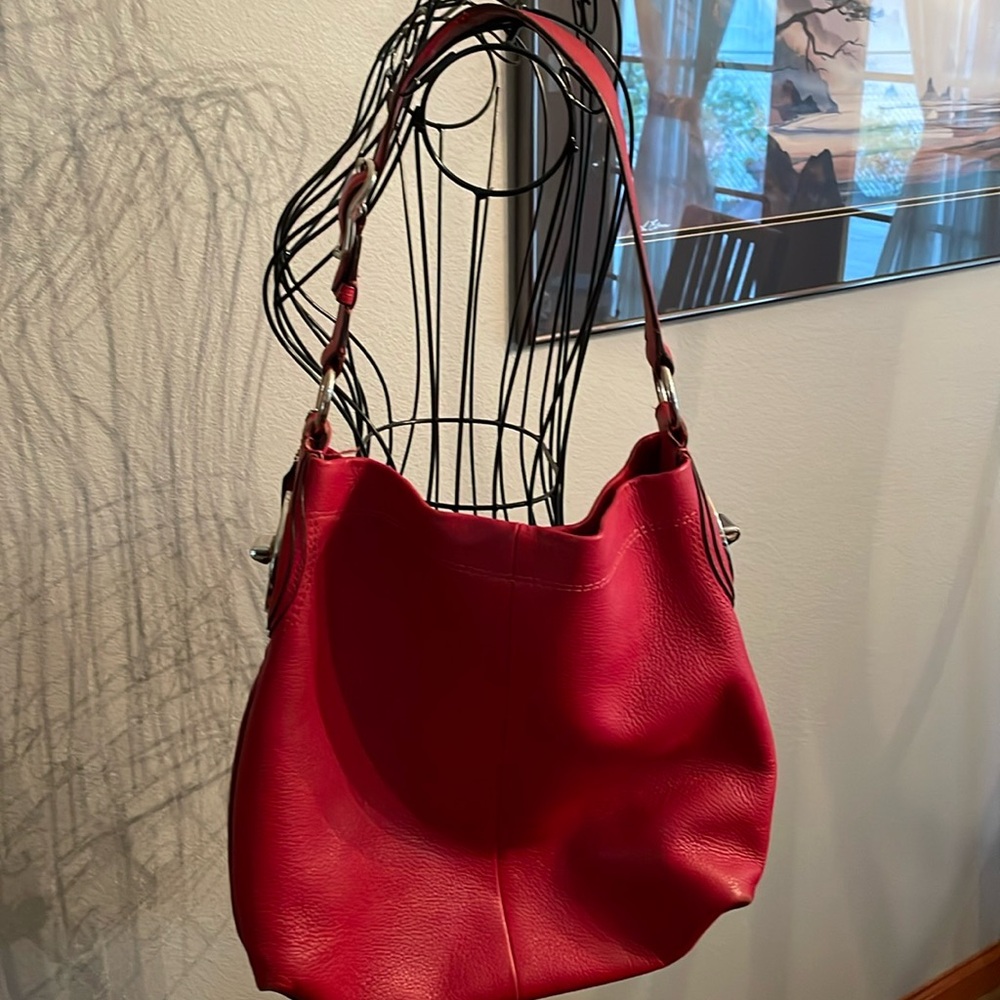 Coach Red Pebble Leather Bag